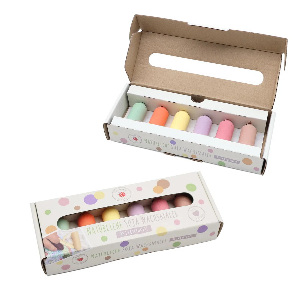 Lulubug Pastelli a cera di soia a partire da 1 anno | atossici, infrangibili, vegani ed ergonomici | tonalità pastello, 100% pittura a cera naturale per bambini | senza additivi inutili e sostenibili