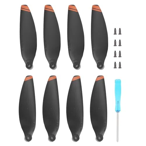 Oumefar Propeller für DJI Mini 2, Ersatzpropeller Set mit 4 Propellern und Schrauben, Leise Flug Performance, Robuste PC Konstruktion, Orange Bord, Zubehör für Drohnen