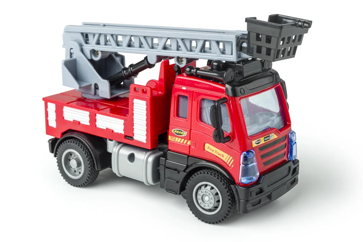 Carson 1:50 Nano City Pompieri 2.4GHz – Auto radiocomandata, veicolo RC, autonomia di 40 minuti, giocattolo per bambini, mezzo da costruzione, auto telecomandata, rosso