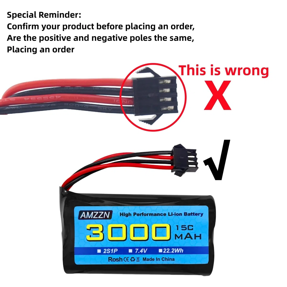 7.4V 3000mah 15C 2S SM-4P spina Li-ion batteria con caricabatterie USB per EC08 DE85 RC auto,Camion RC nave telecomando drone ingegneria veicolo batteria di riserva