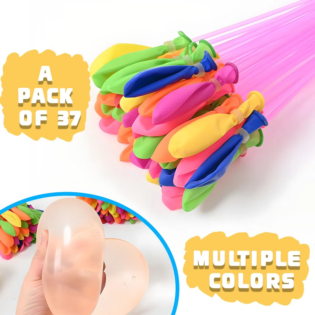 Palloncini d'Acqua, Colorato Bombe Dacqua Palloncini, Palloncini D'acqua Autosigillanti a Riempimento Rapido, con accessori per riempimento da rubinetto, Palloncini Acqua Riutilizzabili per Bambini