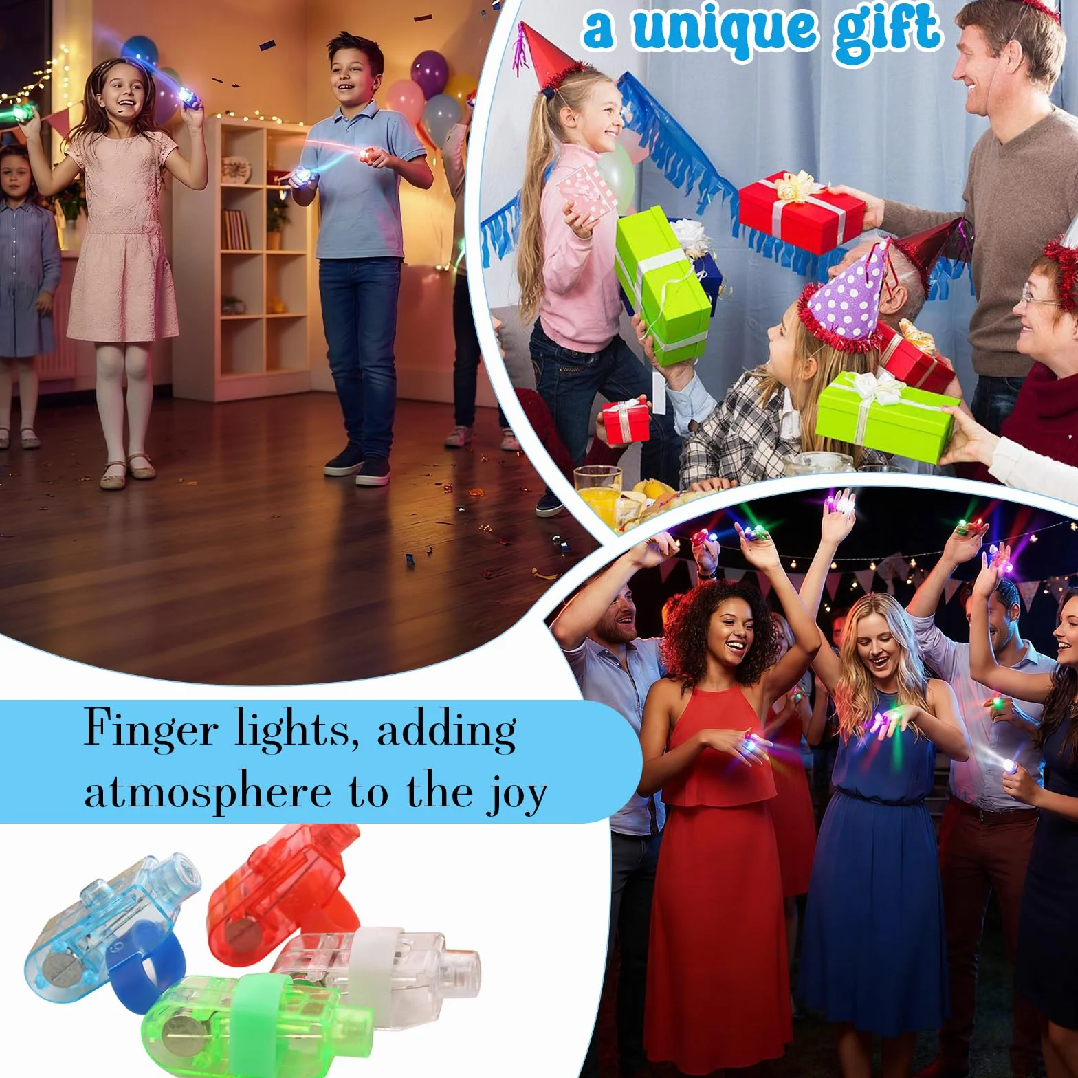 HhBdy 48 Pezzi Luci da Dito, Giocattoli Illuminati a LED Multicolore Bastoncini Luminosi Divertente Addobbi di Carnevale Luminoso per Matrimoni Festival Musicali Feste di Compleanno