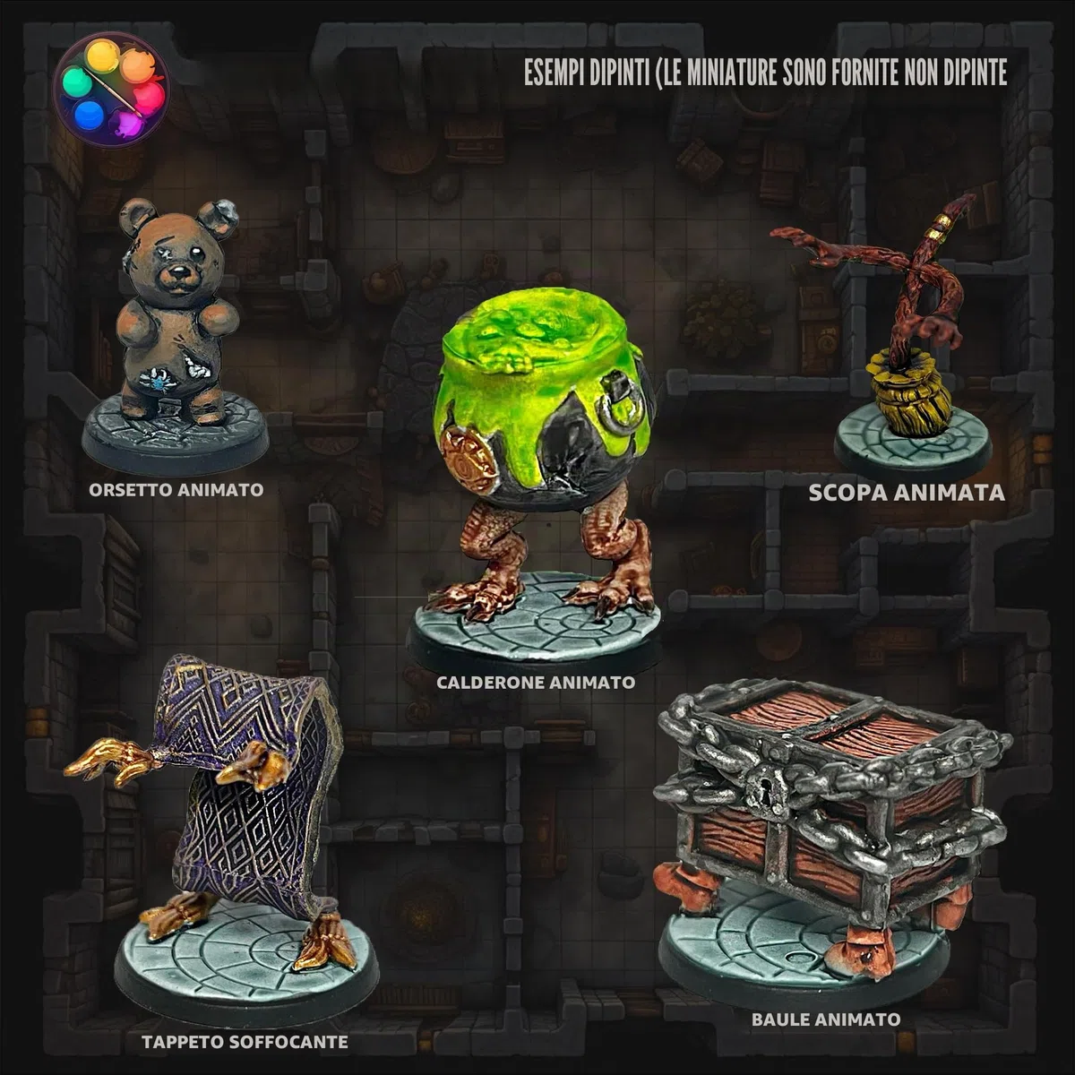 Wildspire 20 Oggetti Incantati - Magici Oggetti Animati per Miniature DND 28-32mm Dungeons & Dragons Miniature Bulk Fantasy Incantesimo Effetti D&D Figure