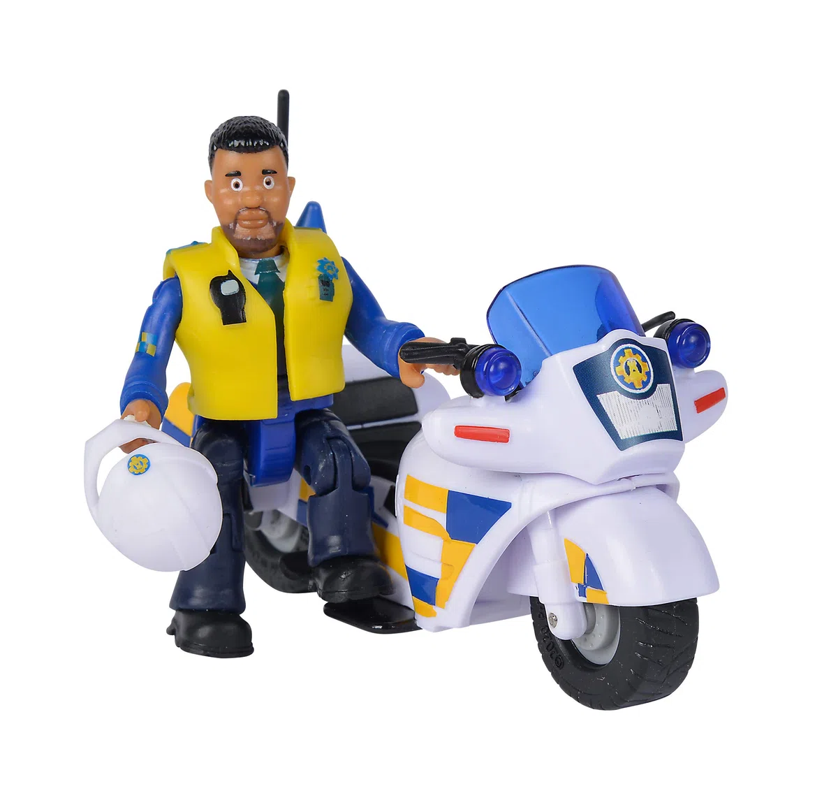 Simba - Sam Il Pompiere Moto Polizia, 109251092038, + 3 Anni, Incluso Personaggio Malcom e Accessori