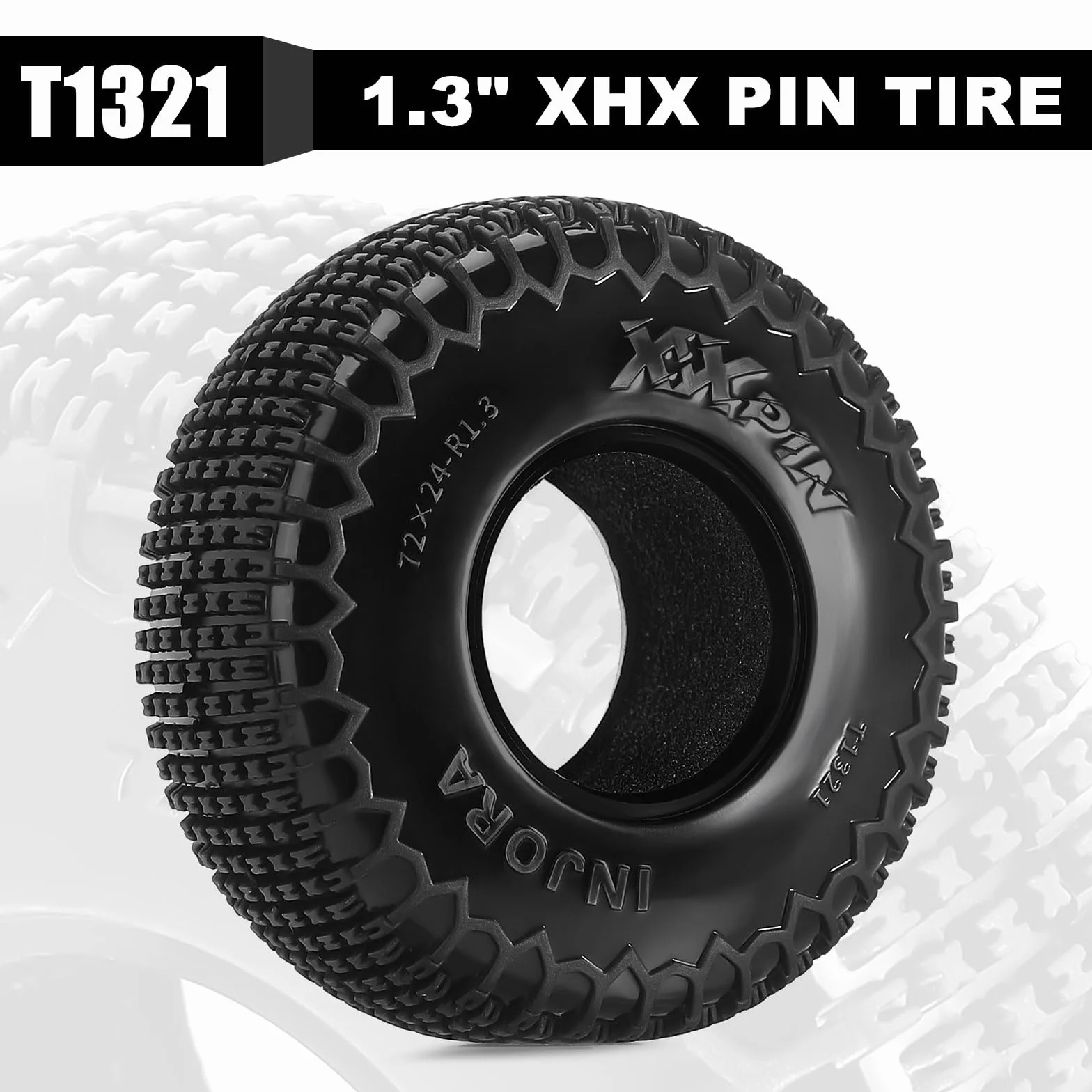 INJORA Pneumatici Pin XHX da 1,3" per TRX4m SCX24, 72 * 24mm, Composto S5, 4 pezzi
