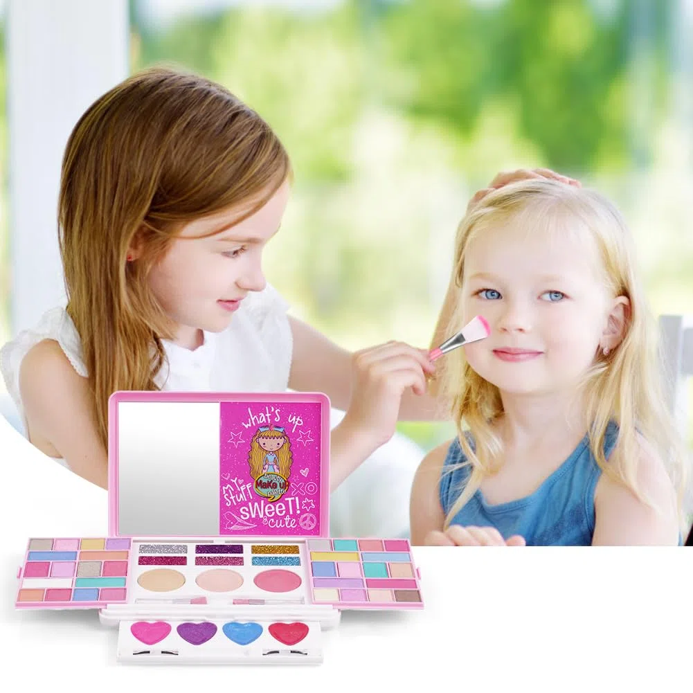 Aomig Trucchi Bambina Set, 43 Colori Trucco Ombretti per Bambini, Regalo per Compleanno, Halloween, Carnevale, Natale e Natale per Ragazze Età 3~8
