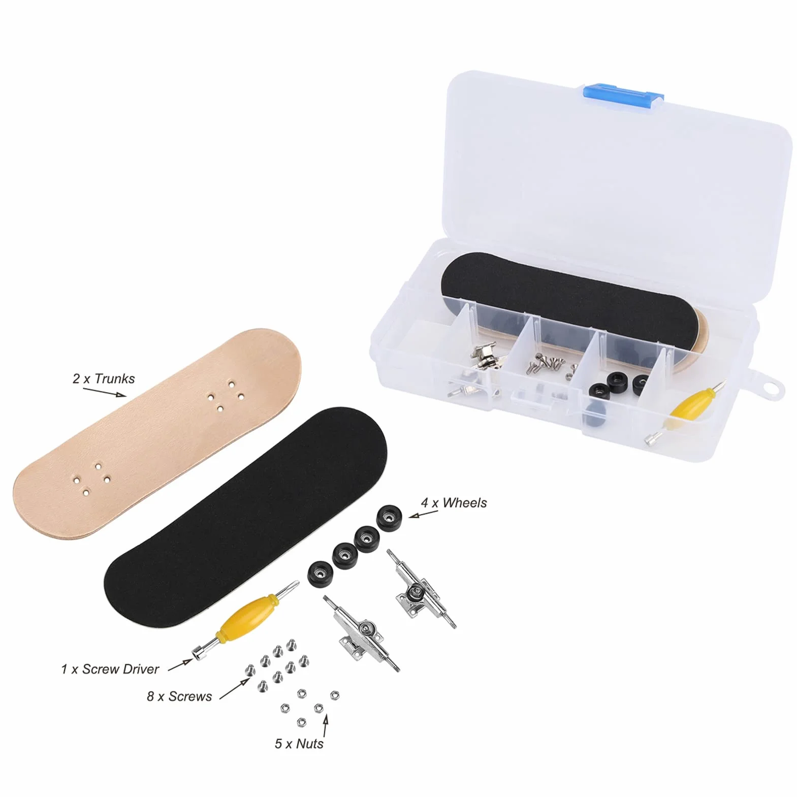 Mini Skateboard da Dito, Tastiera Professionale in Legno di Acero con Cuscinetti Completamente Chiusi, Cuscinetto in PU Spesso per Antiscivolo e Assorbimento degli Urti (BLACK)