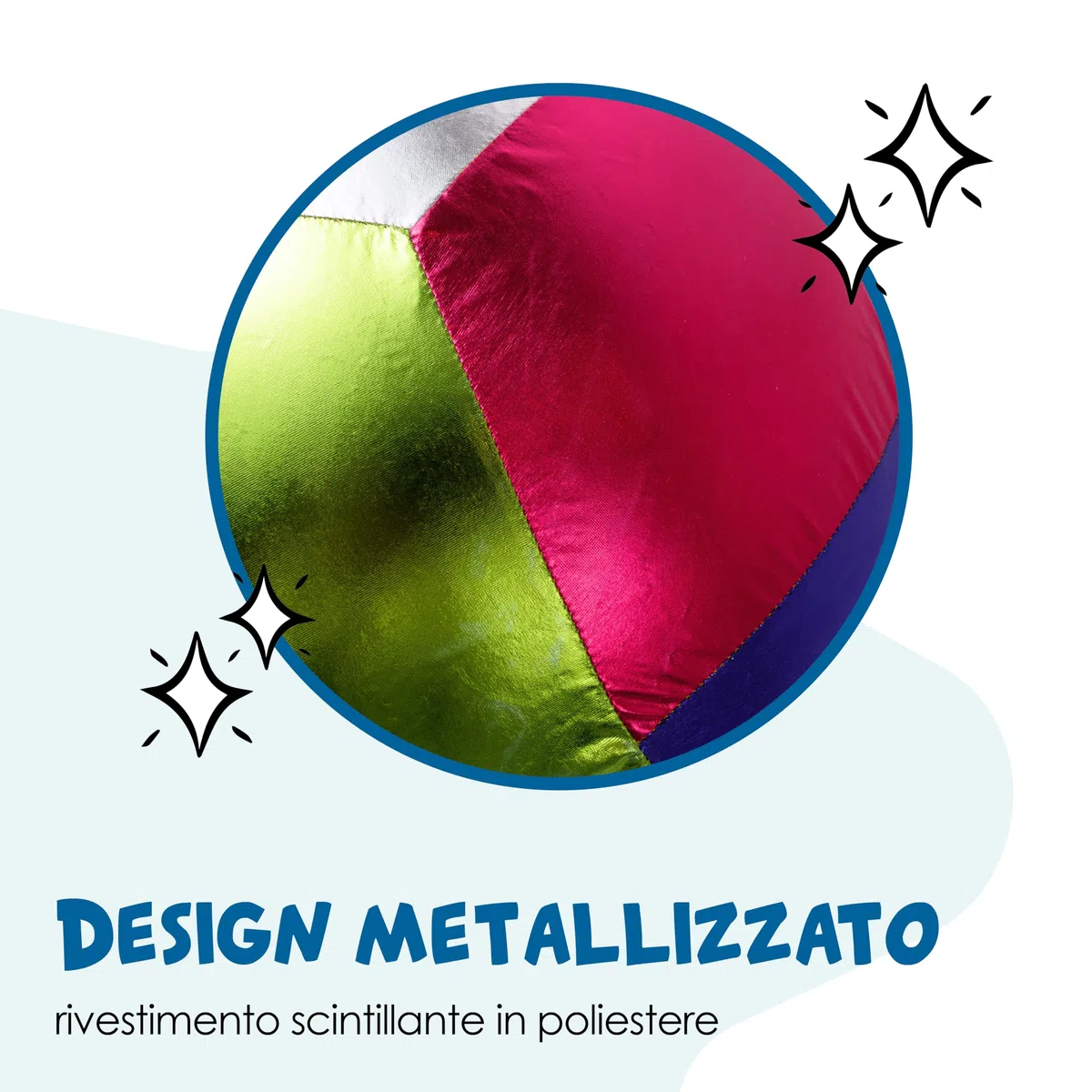 alldoro 60299 Palla metallica XXL, palla per bambini, poliestere/PVC, palla da gioco per bambini da 3 anni, scintillante, scintillante 60 cm