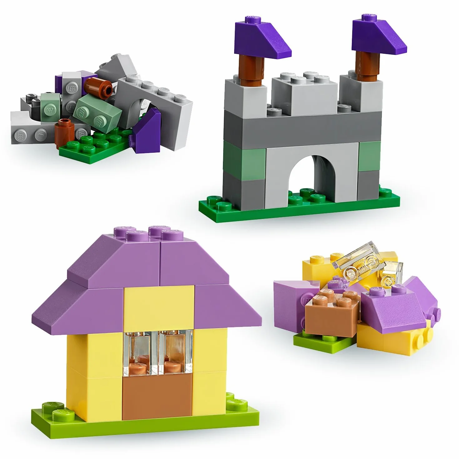 LEGO Classic Valigetta Creativa, Contenitore Mattoncini Colorati con Macchina Giocattolo, Nave, Casa, Castello e Animali da Costruire, Giochi per l'Apprendimento per Bambini e Bambine da 4 Anni 10713