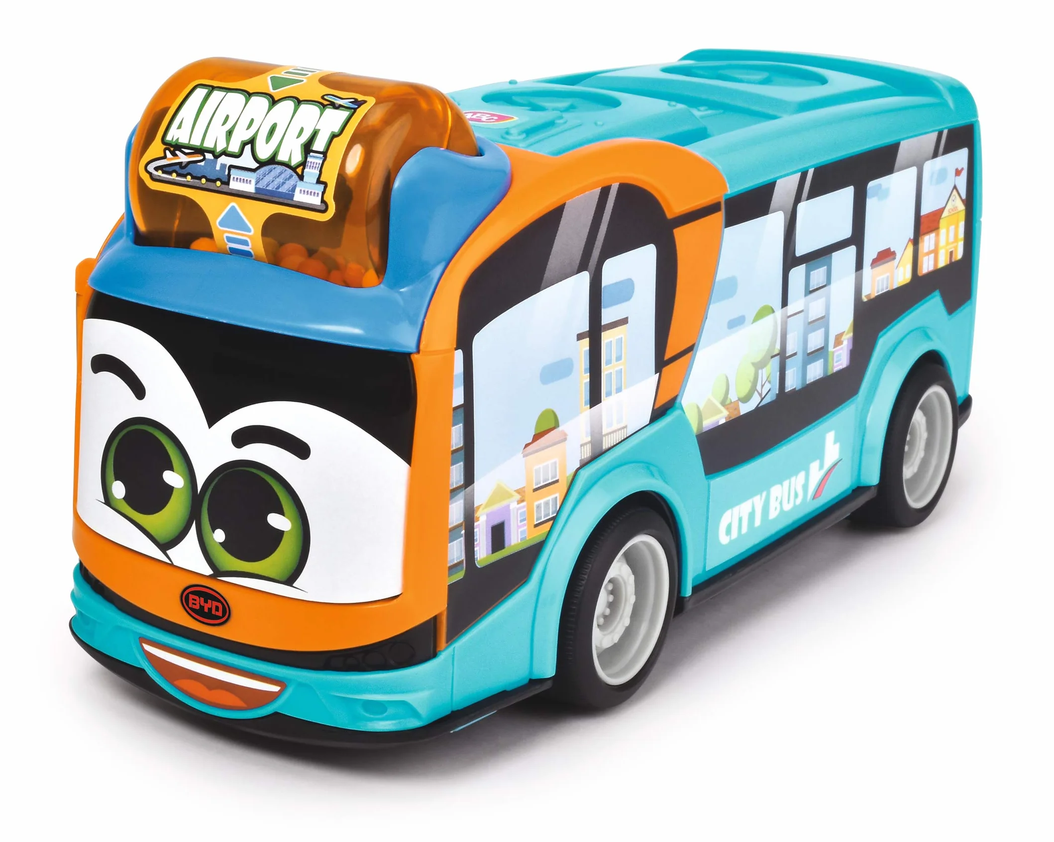 Dickie- ABC BYD City Bus, 204113000, +12 mesi, cm 22, porte a ribalta, sonaglio e funzionamento a ruota libera
