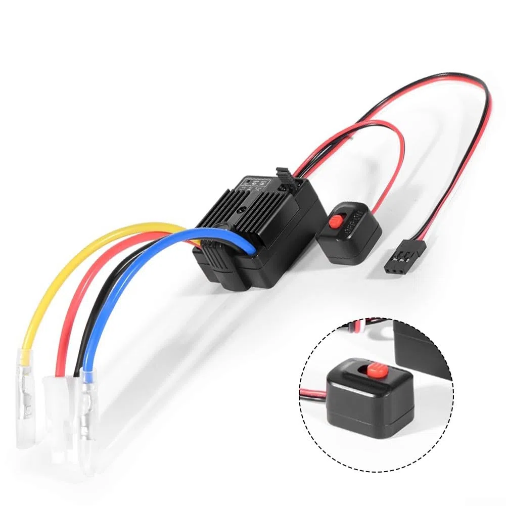 Regolatore elettronico brushless ESC 60A, 6-12 V per auto RC barca 360A telecomando parti del veicolo (nero)