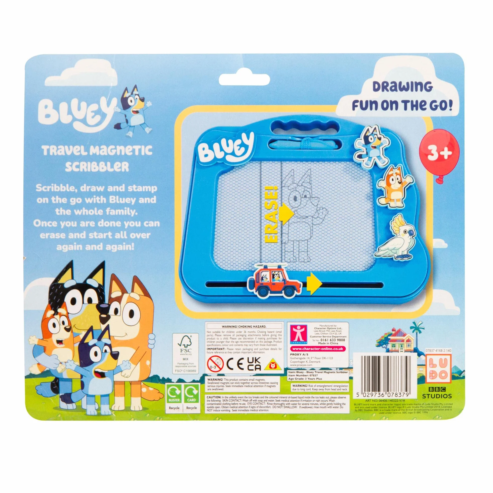 Giochi Preziosi - Bluey Lavagnetta Magnetica per Disegnare I Personaggi Preferiti della Serie Include Tre Simpatici Magneti, per Bambini A Partire dai 3 Anni, Bly14000