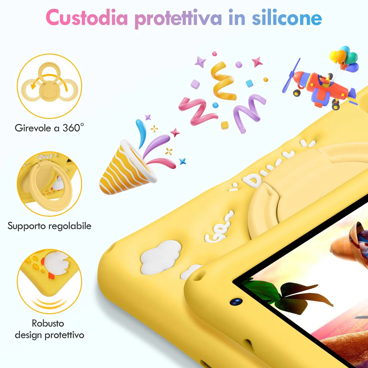 Tablet Bambini 7pollici, Android 13, Octa-Core, 8GB+64GB (esp. 256GB), 5800mAh Batteria, Doppia Cam. 5MP+8MP, Software Bambini