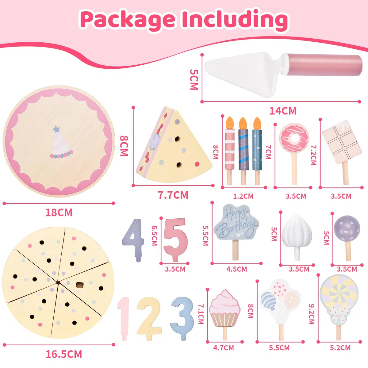 Accessoires De Cuisine En Bois Pour Gâteau D'anniversaire, Jouets De Cuisine Pour Enfants, Gâteau D'anniversaire En Bois Modulable Et Séparable, Jouets De Cuisine, Cadeau En Bois Pour Enfants