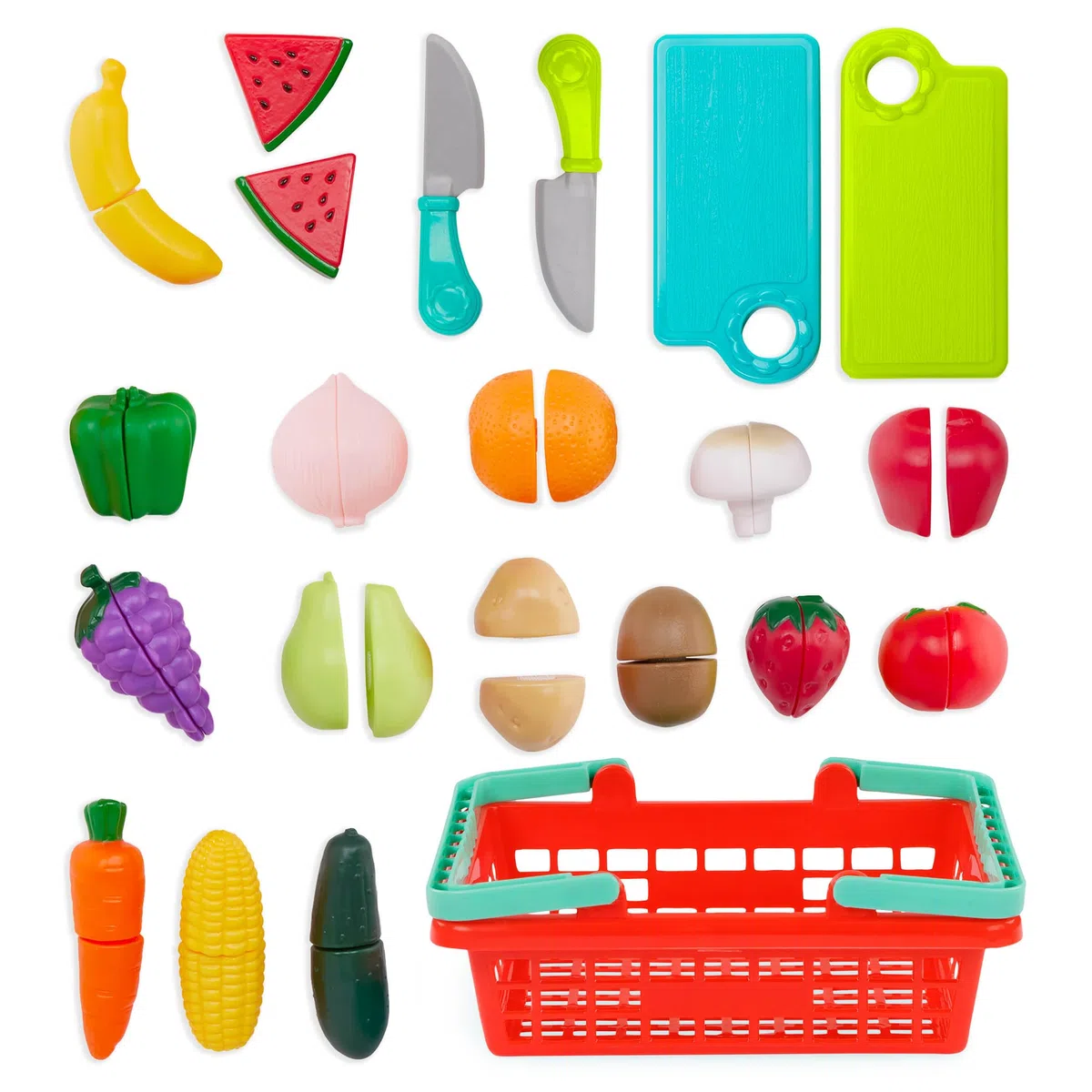 Battat - Cestino di prodotti del mercato agricolo - Gioco del cibo per bambini - cucina chef gioco di ruolo giocattoli finti - Cestino di prodotti del mercato agricolo - 2 anni +