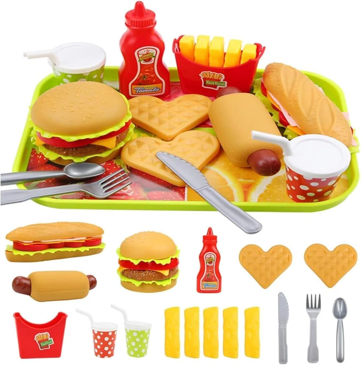Food Toy Set, Giocattoli da cucina per bambini, Hamburger da cucina Educational Role Playing Giocattoli educativi Accessori, Regalo per bambini e bambine da 3 anni.