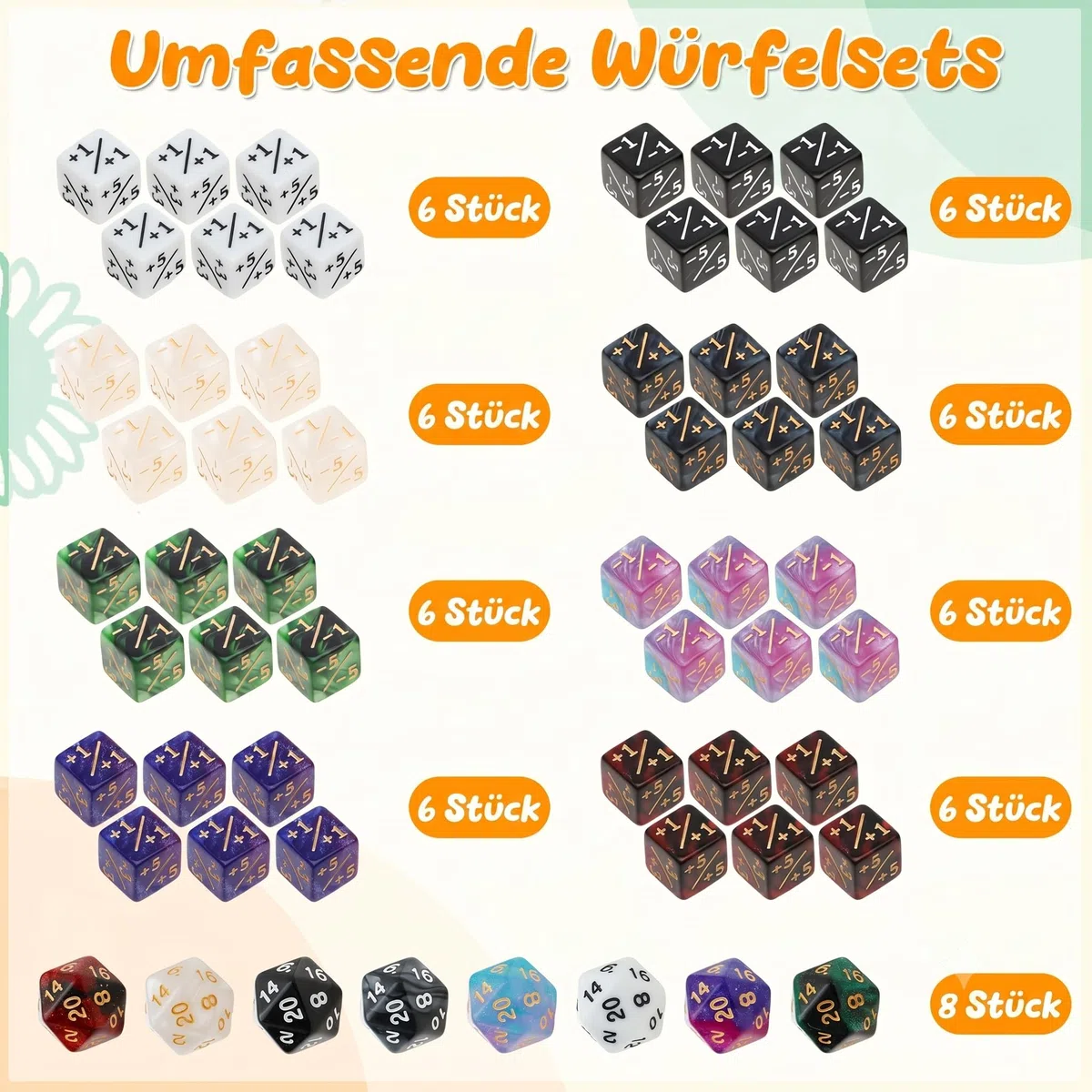 56 contatori per dadi compatibili con MTG CCG, accessori per gioco di carte con sacchetti, dadi Magic per feste da tavolo