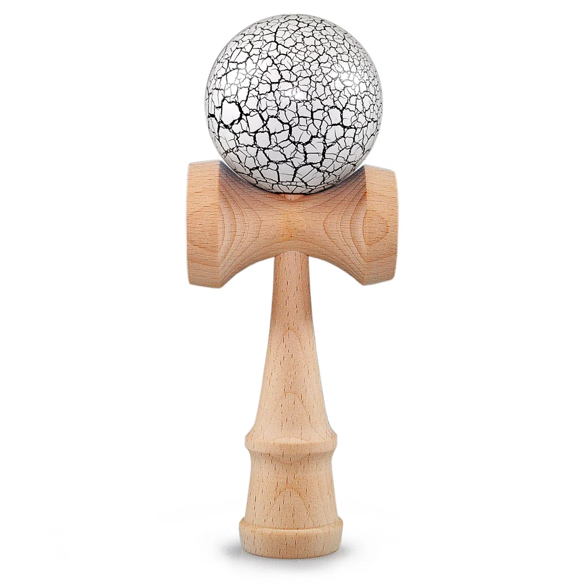 Ganzoo Kendama in faggio, attrezzo di abilità con Palla Ø 6 cm con Foro e Corda in Nylon, 3 Coppe per Cattura e bilanciamento, Finitura Laccata Blu/Nero, Dimensioni 16 cm Altezza e 6,8 cm Larghezza