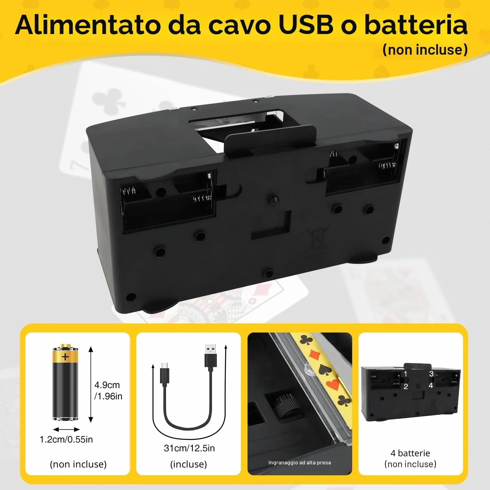 MXTIMWAN Distributore Carte da Gioco Elettronico, Mischia Carte Automatico a 2 Mazzi, USB/Batteria Mescolatore Carte da Gioco, Mescolatore Carte da Gioco per Uno, Poker, Burraco, Blackjack