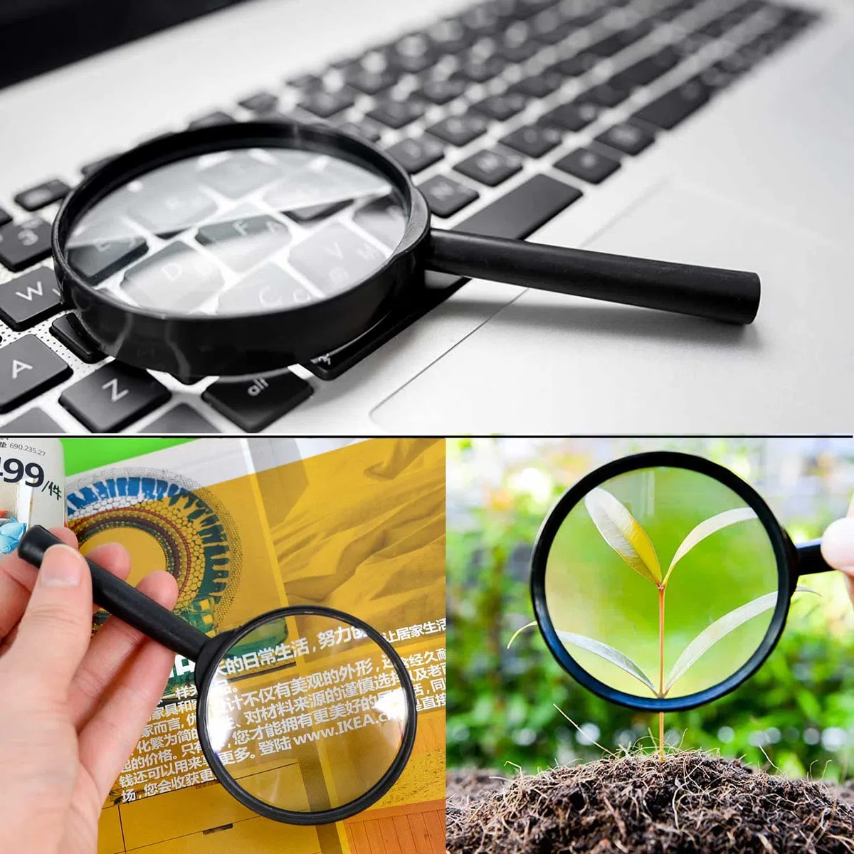 CONNECTION 12 Pezzi Lente di Ingrandimento per Lettura con Badge Detective e Clip Design Ergonomico Ideale per Esplorazioni Lettura Mappe, Analisi di Oggetti e Giochi di Ruolo Investigativi per Adulti