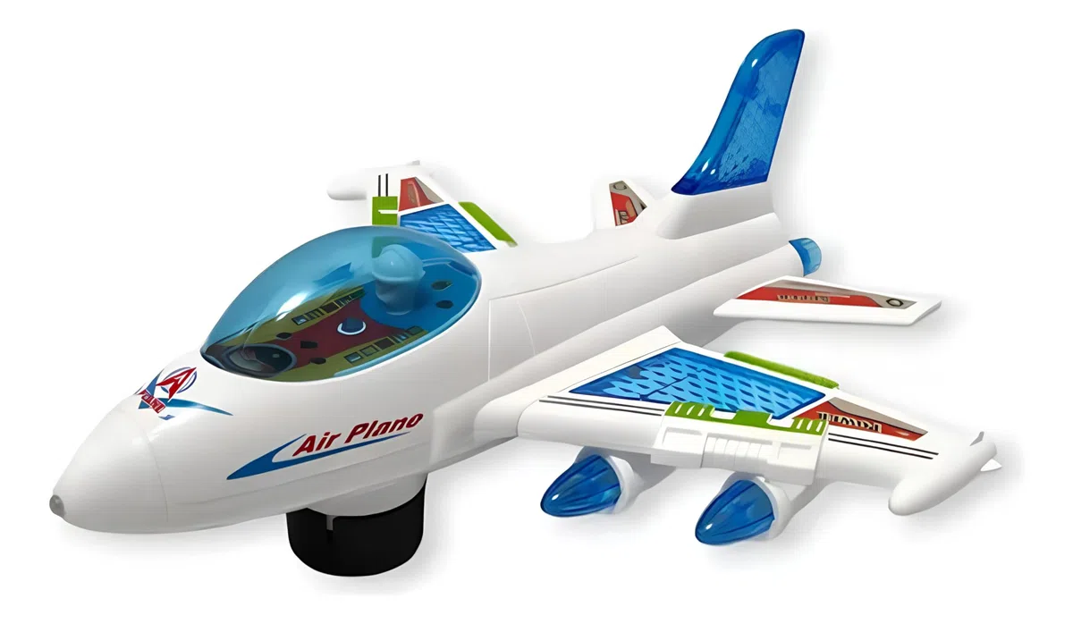 Aereo Giocattolo con Luci Suoni e Movimento Mistero Bump & Go Aereoplano Super Jet Giocattolo con Movimento con luci Suoni Musica Aereo Grande Giocattolo,Colori Assortiti (b)