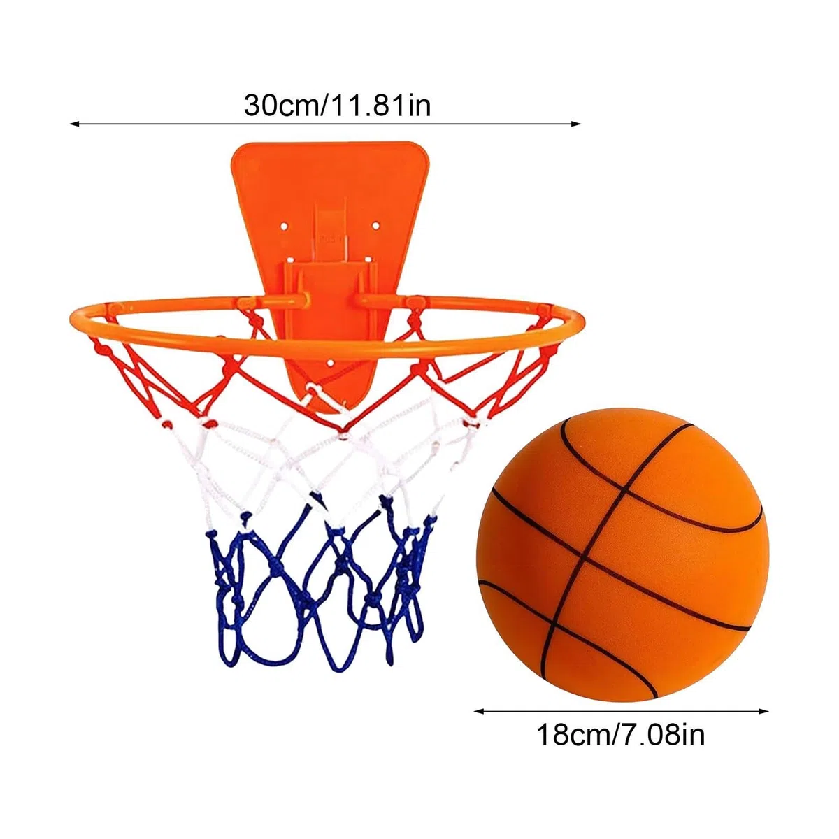 Set Da Basket E Canestro Silenziosi | Basket Silenzioso Per Bambini | Con Cestello Regolabile, Morbido E Sicuro, Assorbe Efficacemente La ForzaD'impatto, Dribbling Silenzioso, Nessun Rumore