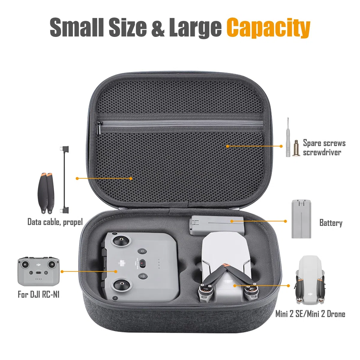 Mini 2 SE/Mini 4K Custodia da Trasporto Impermeabile Borsa da Viaggio Portatile Anti-collision Rigida Scatola di Immagazzinaggio per DJI Mini 2 SE/Mini 2 Drone e RC-N1 Telecomando Accessori