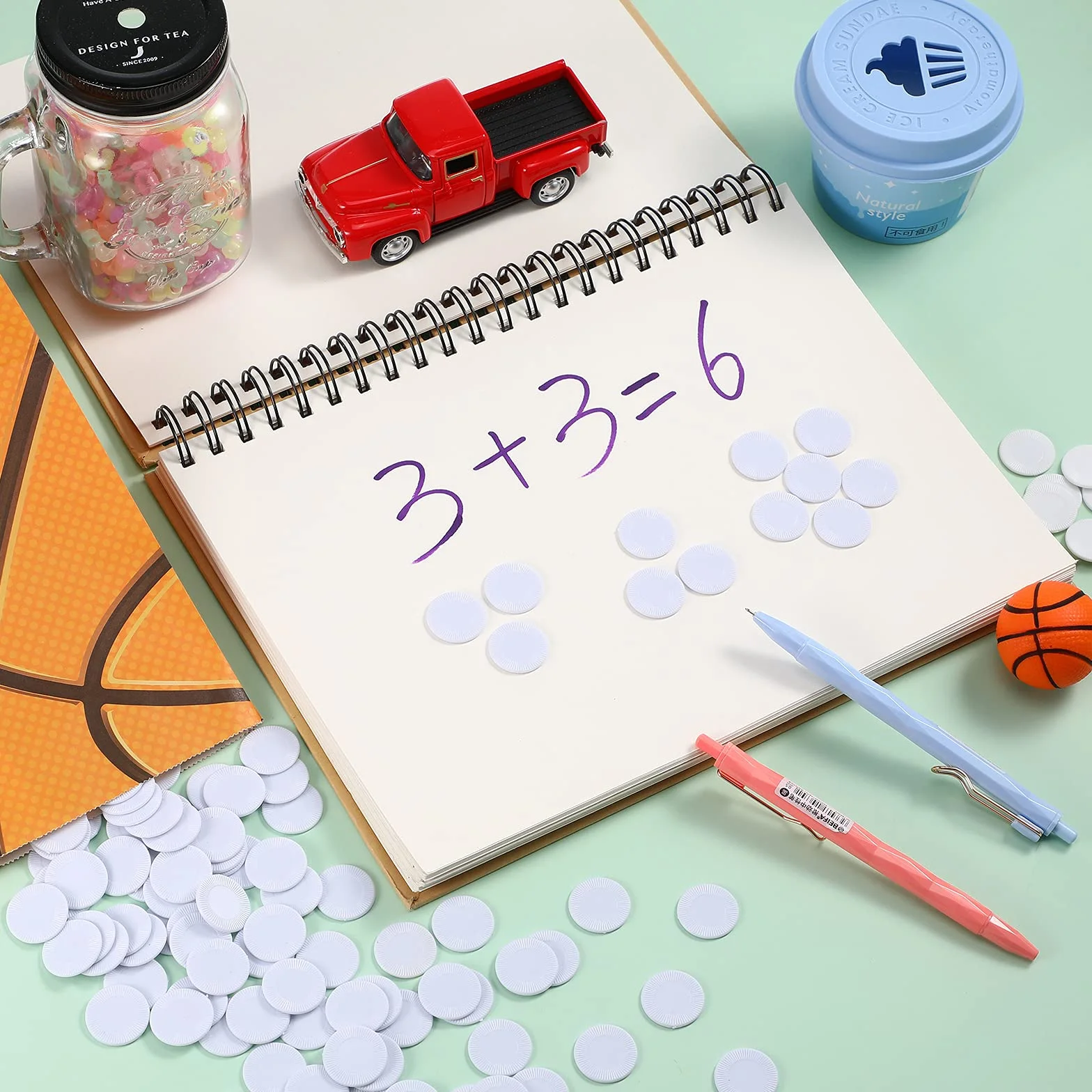 Skylety 200 Fiches da Poker in Plastica da 22 mm/ 0,87 Pollici Fiches di Conteggio Bianca Piccoli Contatori di Apprendimento Dischi per Conteggio Vuoti Fiches Bingo Segnalini per Dischi Conteggio