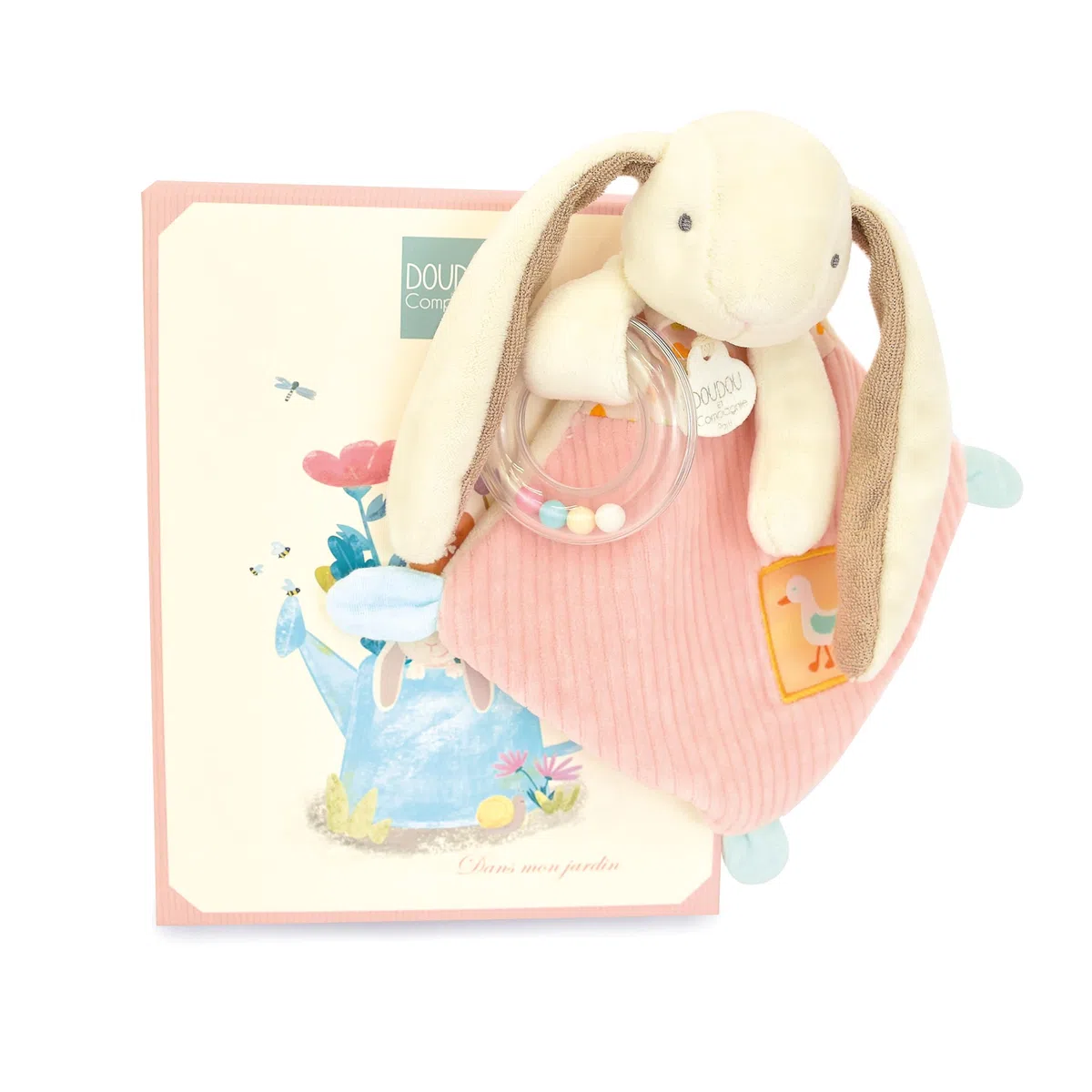 Doudou et Compagnie - LAPIN CIBOULETTA - Doudou coniglio sonaglio rosa - Per bambini dalla nascita - 21 cm - Con confezione regalo da regalare - Idea regalo per ragazze e ragazzi - DC4206