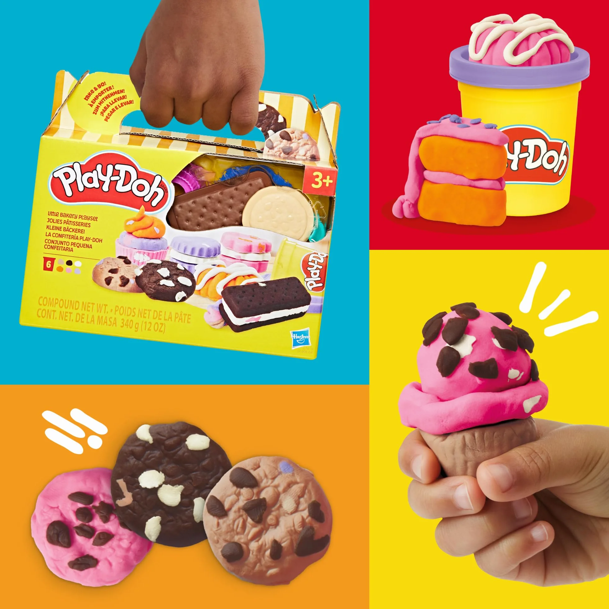 Play-Doh Hasbro, Playset Piccola Pasticceria, Arti e Mestieri Creativi per Bambini e Bambine dai 3 Anni in su, Ottima Idea Regalo, Include 6 Vasetti di Pasta Modellabile e Accessori