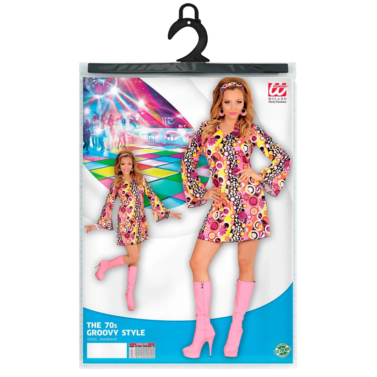 W WIDMANN MILANO Party Fashion - Costume Groovy Style anni '70, abito, hippie, costumi di carnevale