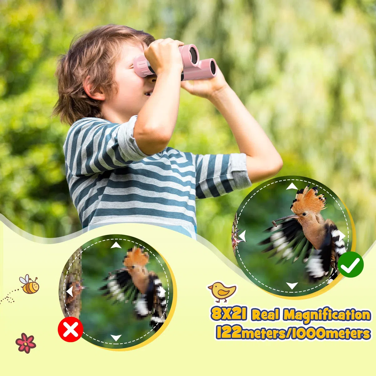 Dislocati Regali Bambini 3-10 Anni, Binocolo Giocattoli Kit Esploratore per Compleanno, Lente Ingrandimento