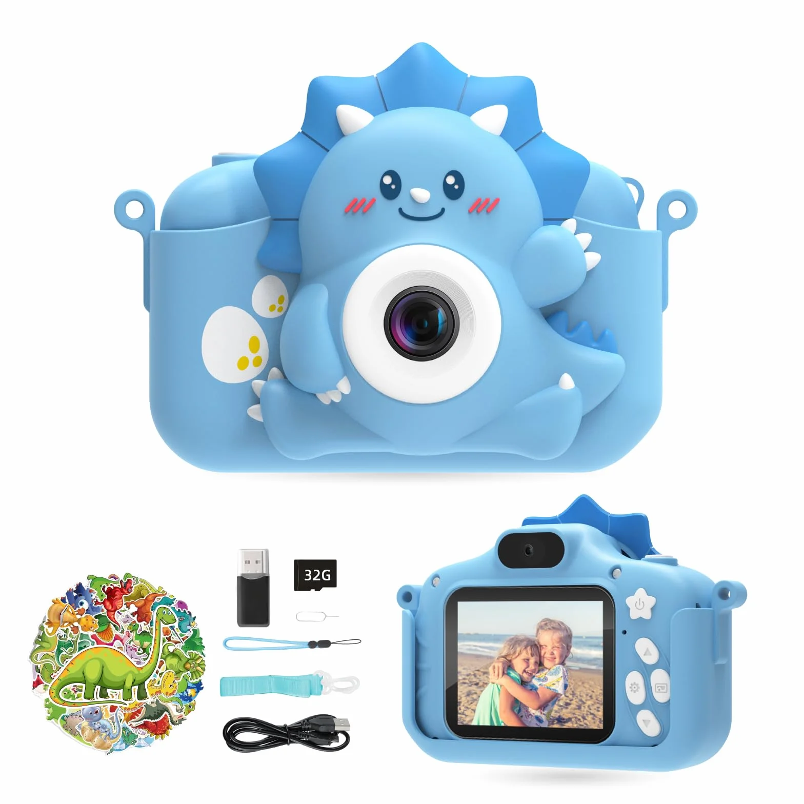 HiMont Macchina Fotografica per Bambini, 1080P Fotocamera Digitale con Scheda 32G & Schermo da 2,0", Selfie Videocamera, Regalo per Compleanno, Natale, Giocattolo per Bambini 3-12 Anni