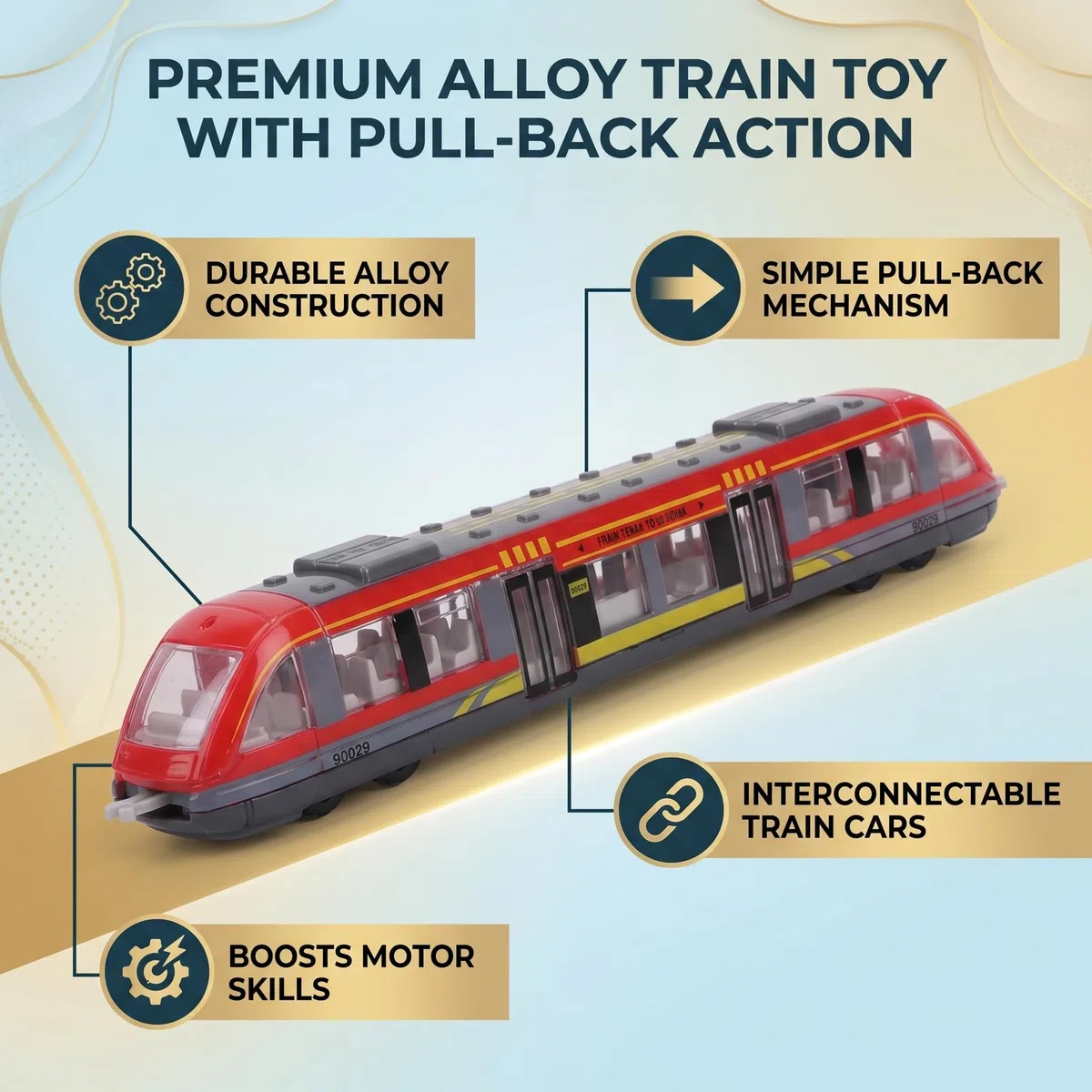 Alomejor Giocattoli Educativi per Bambini Simulazione Treno in Lega Modello di Auto Giocattolo di Compleanno per Bambini(Rosso)