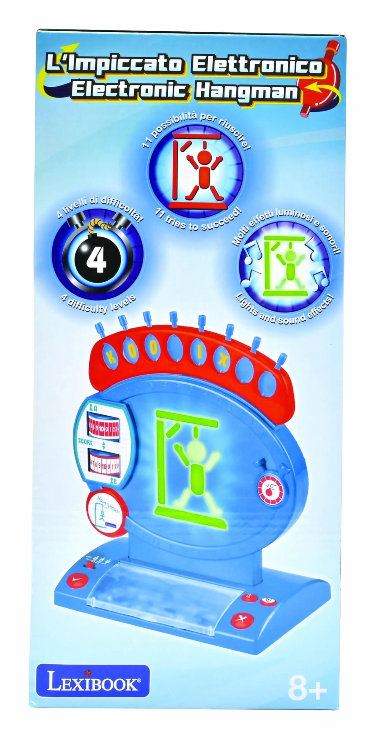 Lexibook L’impiccato elettronico, Gioco da Tavolo per Bambini e Famiglie, ortografia e vocabolario, JG800LXB