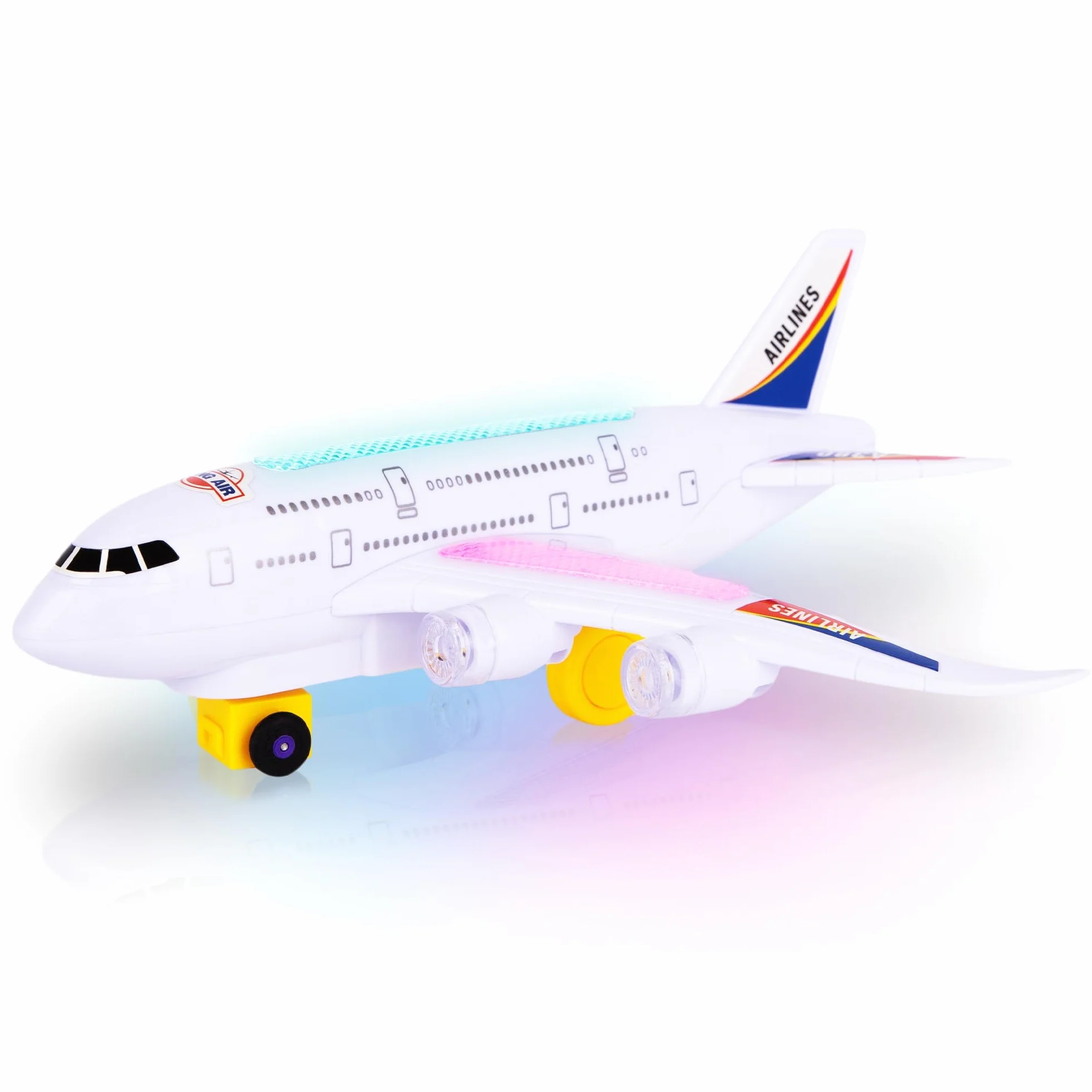 Aereo Giocattolo con Luci, Aeroplano Giocattolo, Con Suoni di Decollo, Luci LED- Funzione Bump-And-Go, Adatto Come Regalo di Compleanno per Bambini e Bambine dai 4 Agli 8 Anni