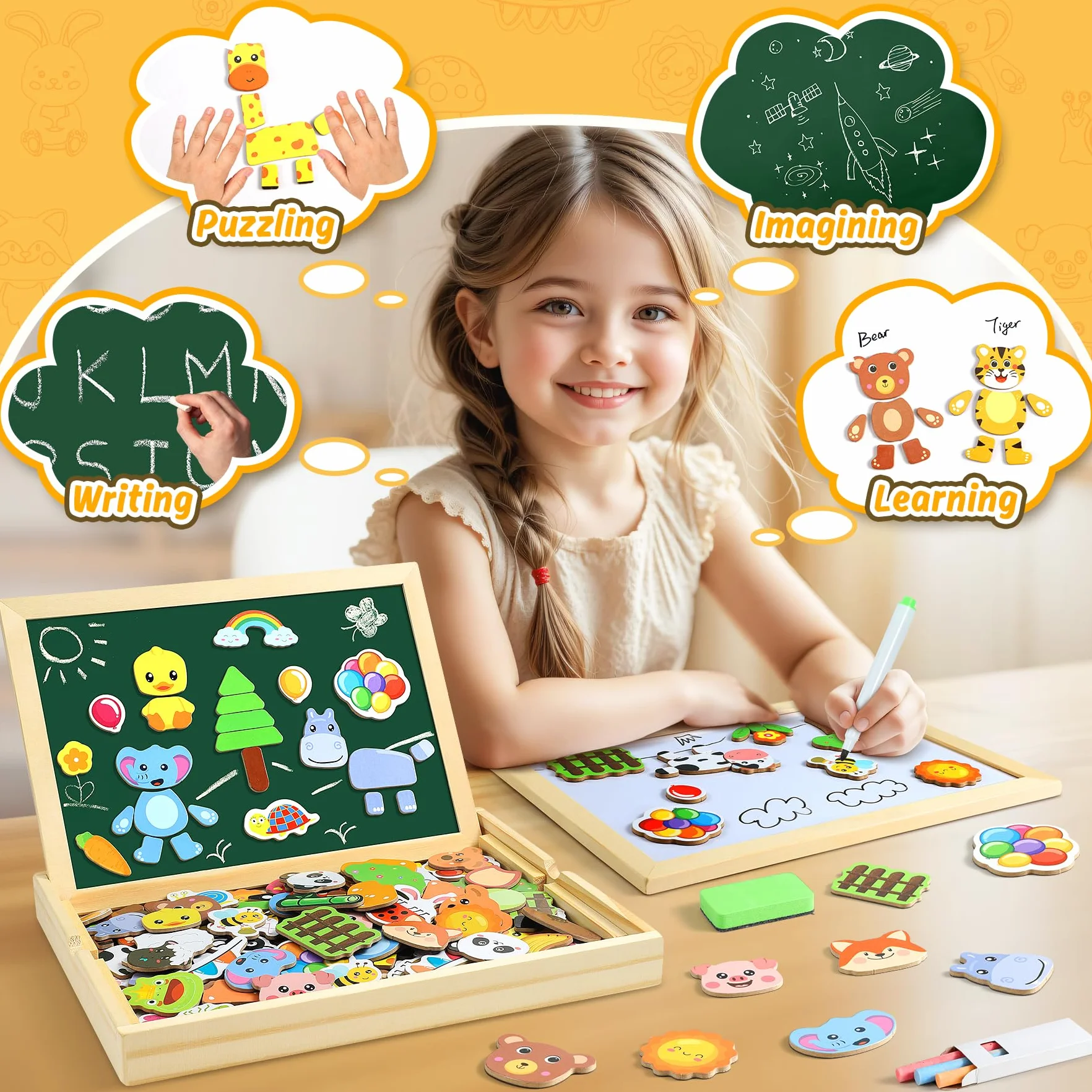 COOLJOY Puzzle Magnetico 120+ Pezzi Bambini 3 Anni, Giochi Montessori Educativi Regalo Bambina