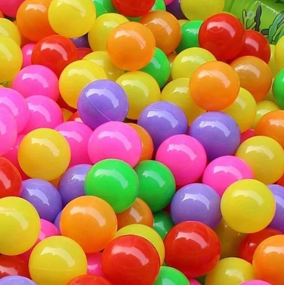 Palline in plastica multicolore per piscina, 5,5 cm, sette colori, confezione da 100