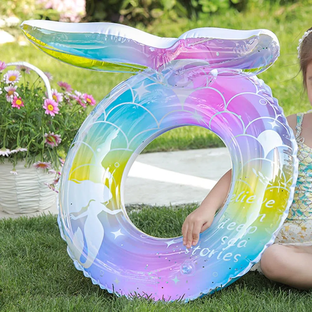 salvagente con mutandina, salvagente bambini Con pompa del piede gonfiabile, Con forma di coda sirena per piscina, anello di nuoto in PVC per bambini,