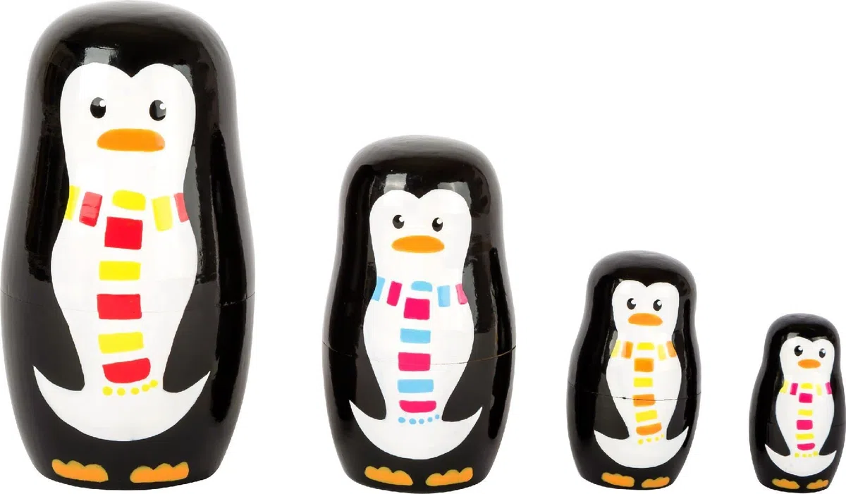 Small Foot 10619 Pinguini a Forma di Matriosca in Legno in 4 Dimensioni