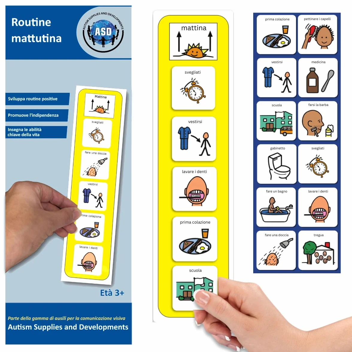 Autism Supplies and Developments Routine Mattutina Agenda Visiva Bambini Autismo – 12 Flashcards - Italiano – CAA Giochi Montessori e Educativi – Ludattica - Regali per Autistici