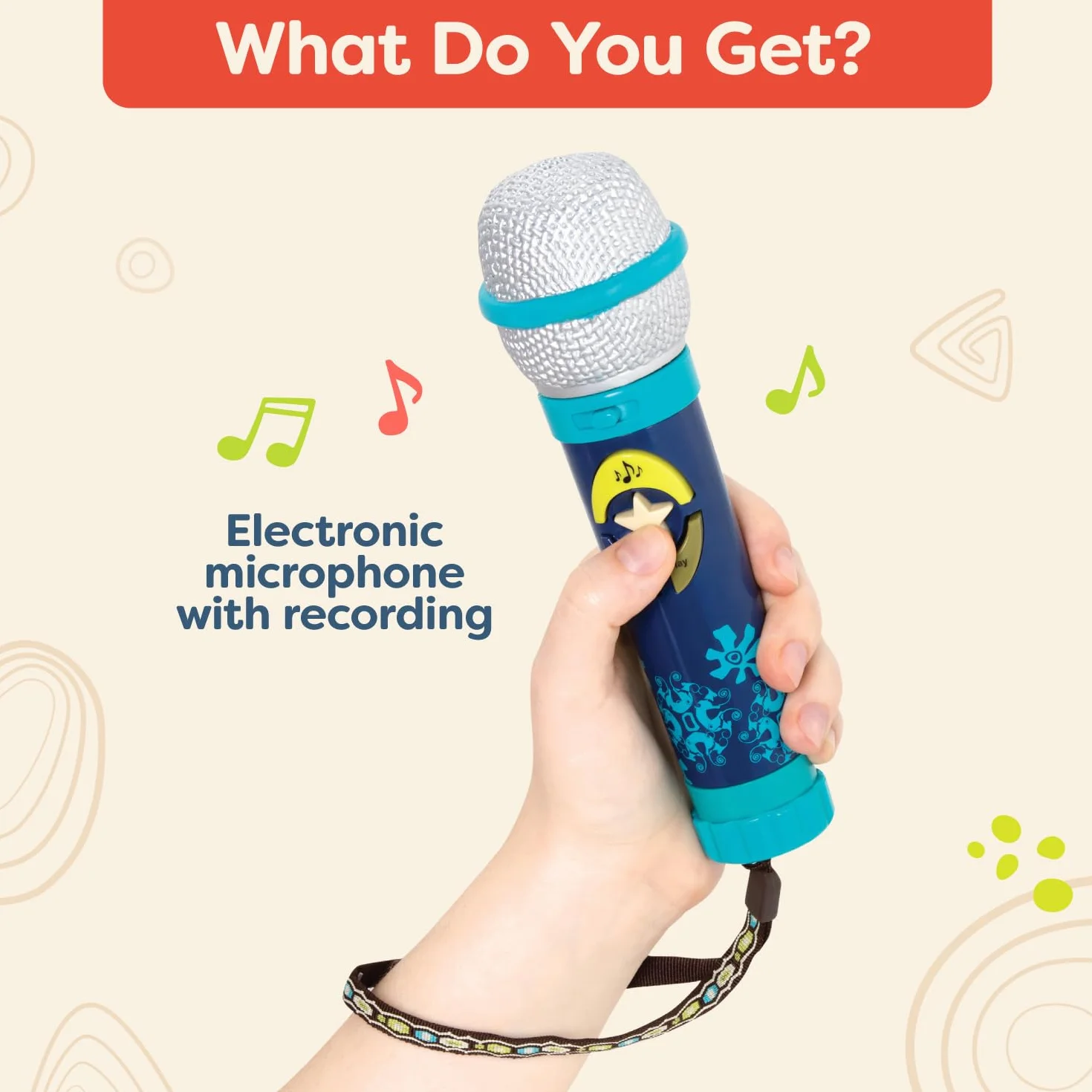 B. toys - Okideoke - Microfono per Bambini - Microfono Karaoke Giocattolo - 8 brani preregistrati - Controllo del Volume e del Tempo - 18 Mesi +