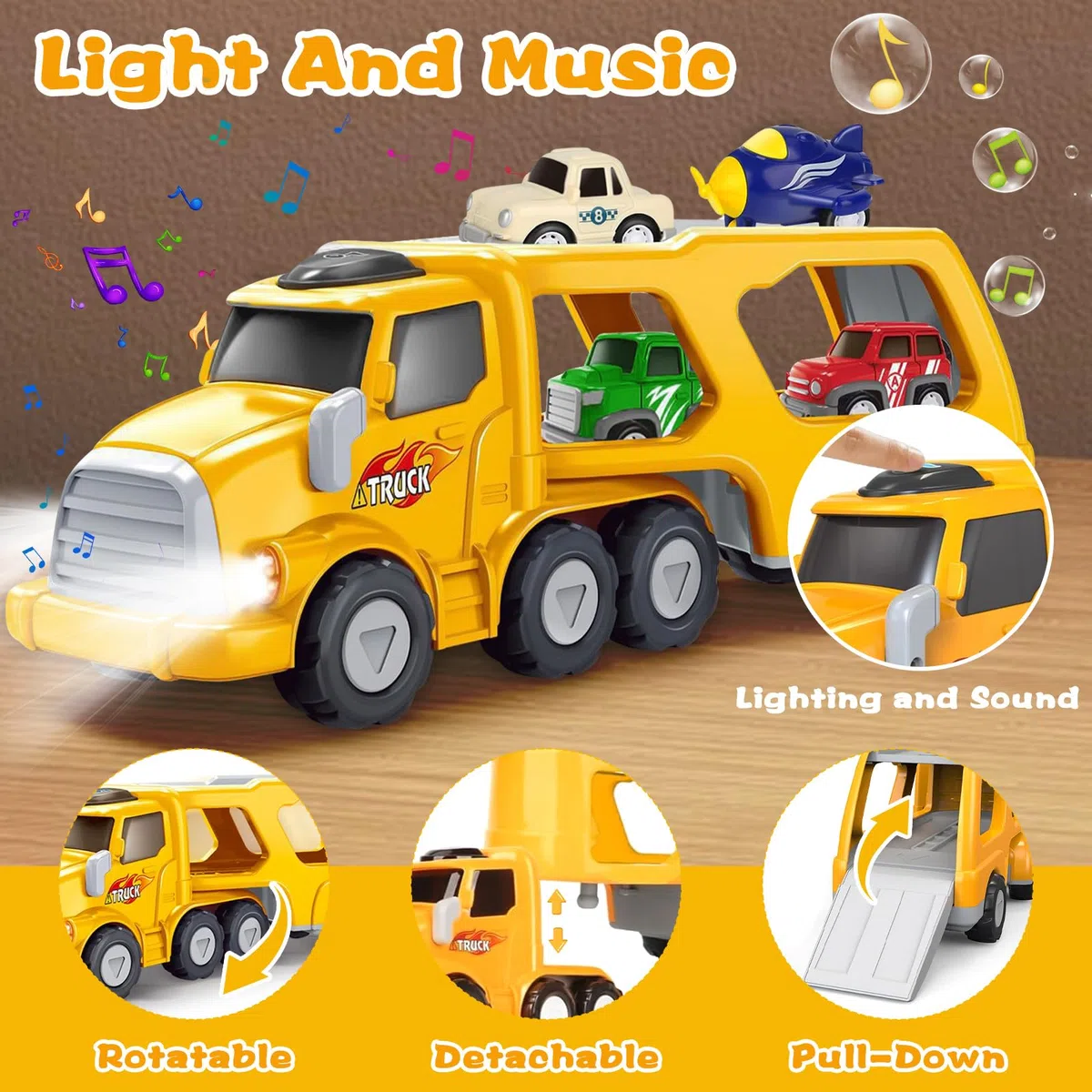 9 In 1 Camion Macchinine 3 4 5 6 Anni, Camion Cars Macchinine per Bambini con Suoni e Luci, Camion Giocattolo per Bambini Maschio 3 4 5 6 Anni