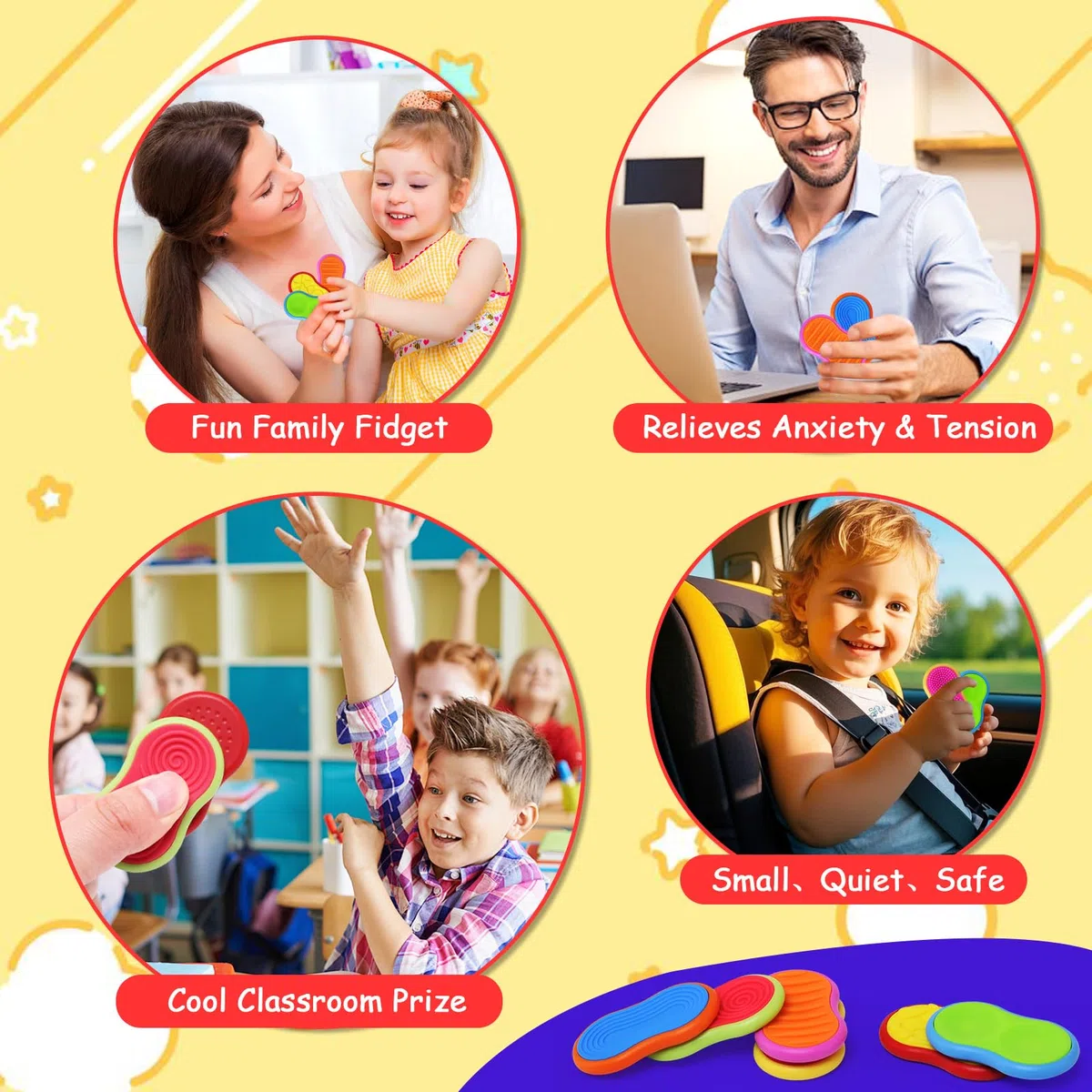JoyPlus Fidget Toys Magnetici, 6 Pezzi Antistress Bambini per Autismo e ADHD, Aiuta ad Alleviare Lo Stress e l'ansia, Giochi Autismo per Concentrarsi, Anti Stress Gadget Silenziosi, Idea Regalo
