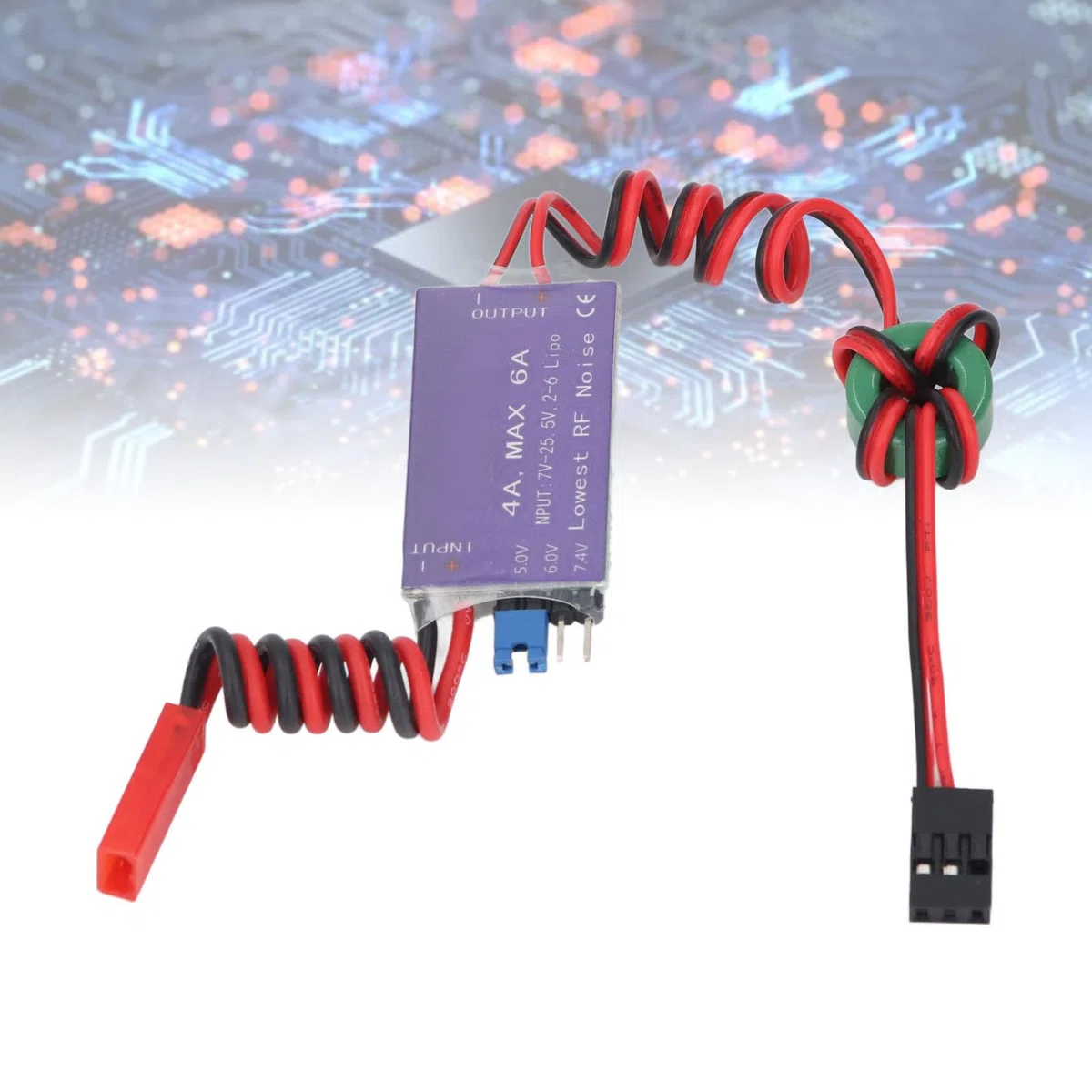 Eujgoov Regolatore di Tensione Lipo, Input 7-25,5V 2-6S, Output 5V, 6V, 7,4V 4A, per Elicotteri RC e Modelli a Volo