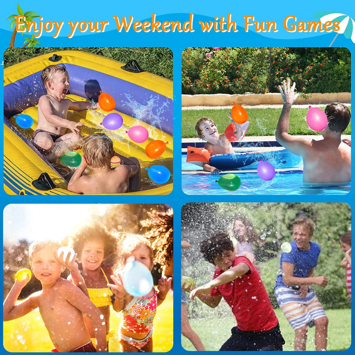 Amzeeniu 666 Pcs Palloncini d'Acqua,Gavettoni,Colorato Bombe da Acqua Palloncini,Bombe Acqua,palloncini acqua per Bambini e Adulti,giochi acqua,bombe d'acqua Outdoor Party Piscina Spiaggia Giardino