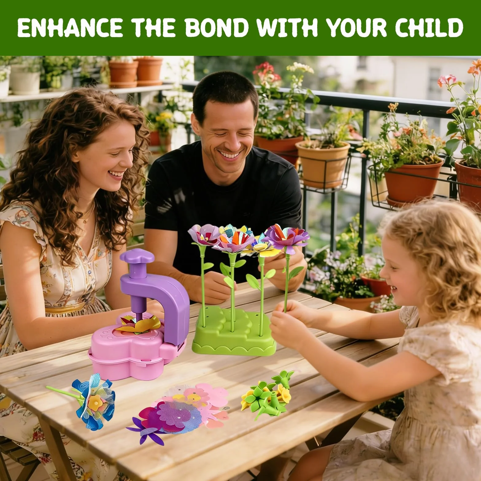 LUMITERRA Kit Lavoretti Creativi per Bambini, Fai Da Te Artigianale Laboratorio dei Fiori, DIY Bouquet Fiori Giocattoli Ragazza Giochi Educativi, Natale Compleanno Regalo Bimba 3 4 5 6 7 8 9 10 Anni