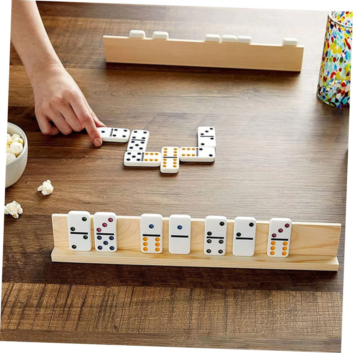 Yardenfun Rastrelliera Per Mahjong 4 Pezzi Base In Legno Base Minotauro Lettera Domino In Legno Rastrelliera Accessori Da Scrivania