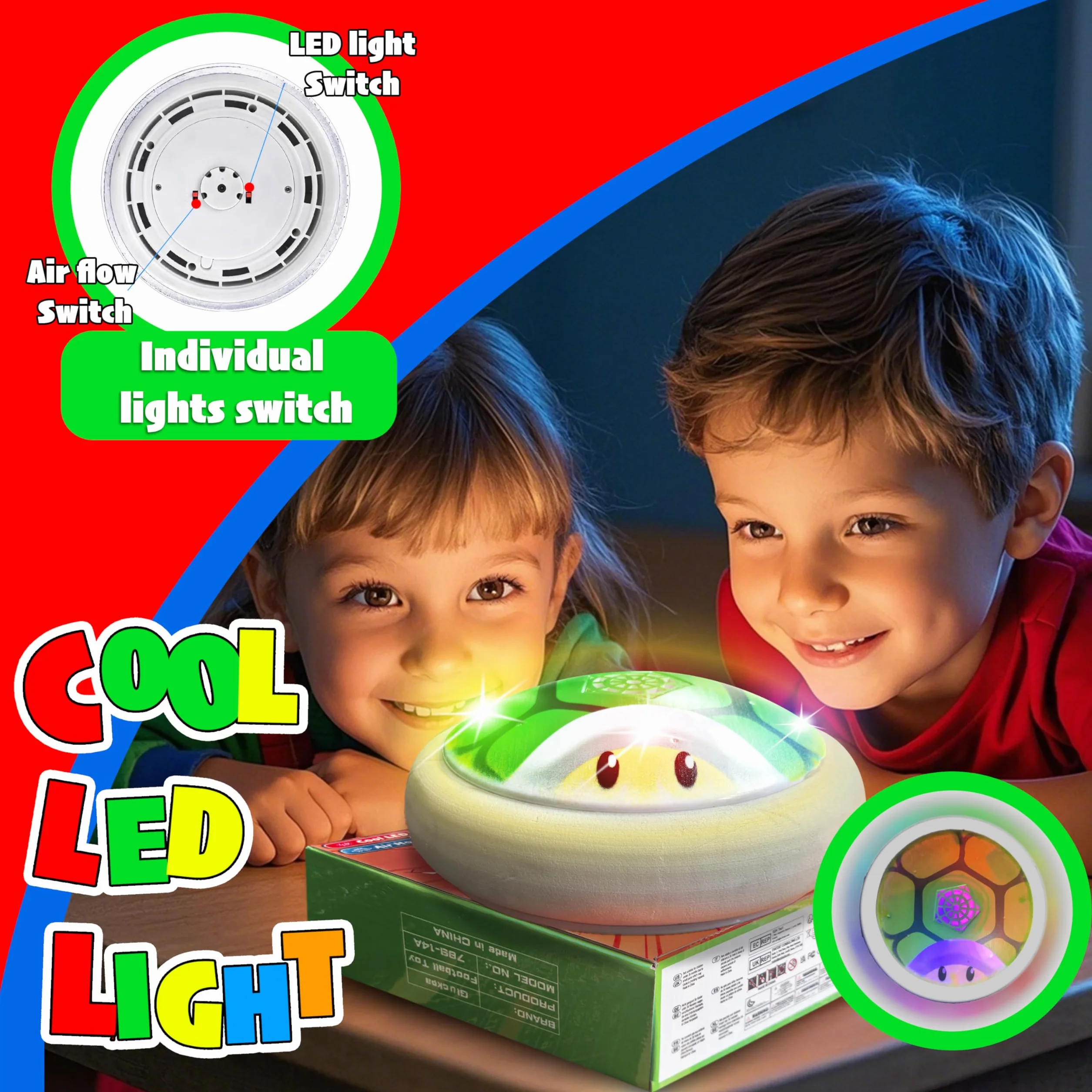 Pallone Calcio Fluttuante con Luci LED, Calcio Giocattoli Bambini 3 4 5 6 7 8-12 Anni, Giochi per Interno/Esterno, Palla Regalo Bambino Bambina 4 5 6 7 8 Anni, Regali di Natale per Bambini