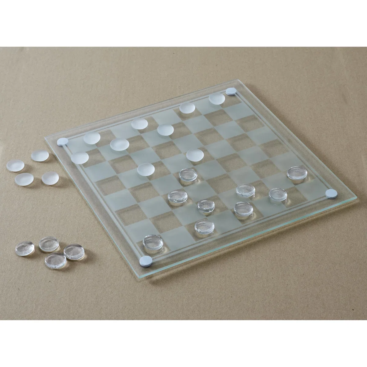 MISTER GADGET, MG3412, Gioco di Dama in Vetro, Gioco di Dama in Vetro Bianco, Nero, Momenti di Relax e apprezzabile estetica per Gli Amanti dei Giochi da Tavolo!
